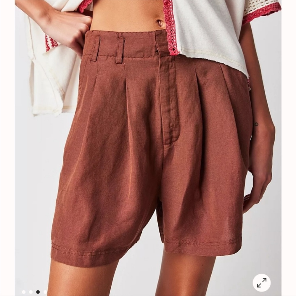 Free People Linen High-Waist Shorts - Picture 2 of 12